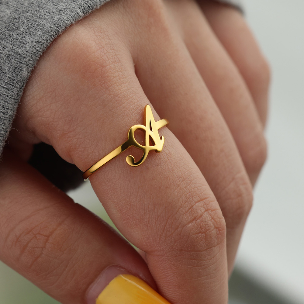 Event Z - Anillos con letras iniciales para mujer,