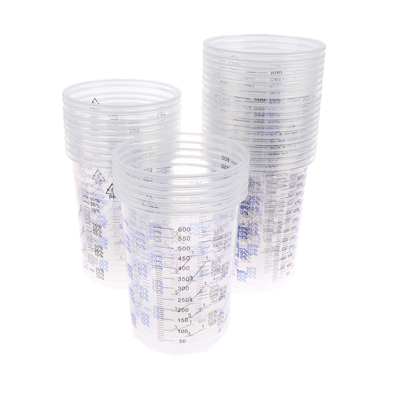 Plastic Cup 50Pcs - Taza calibrada para mezclar pintura, recipientes