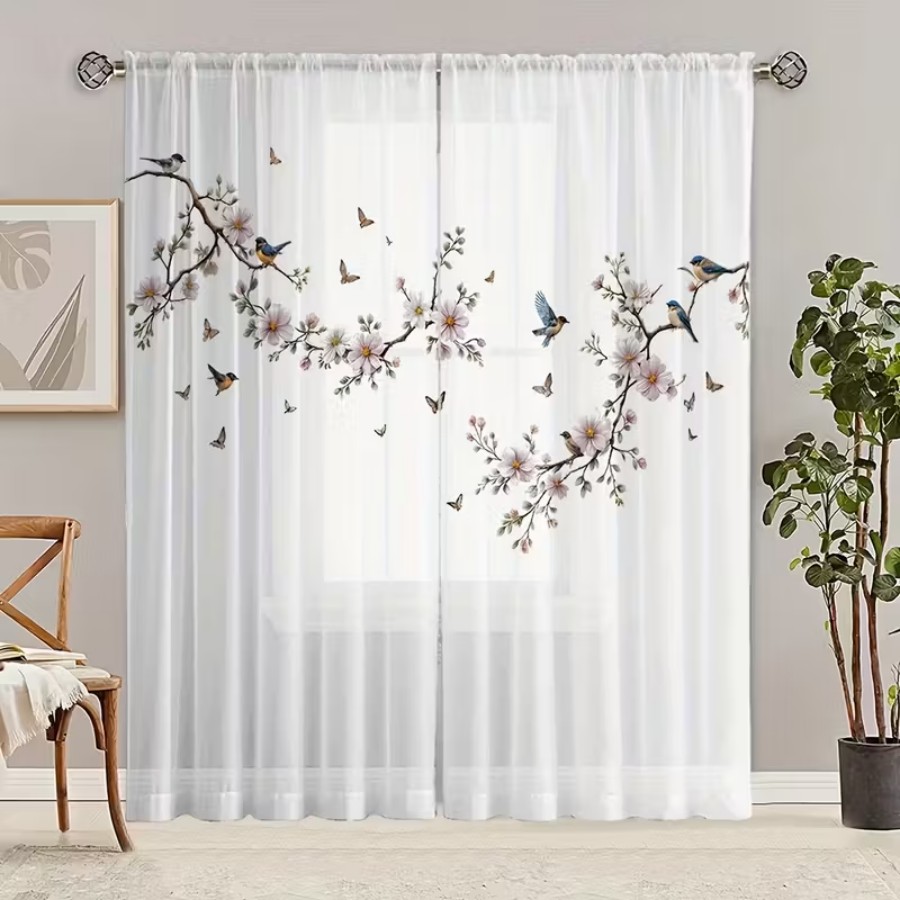 2 Cortinas Transparentes con E - Flower Wall Panel reseña y precio