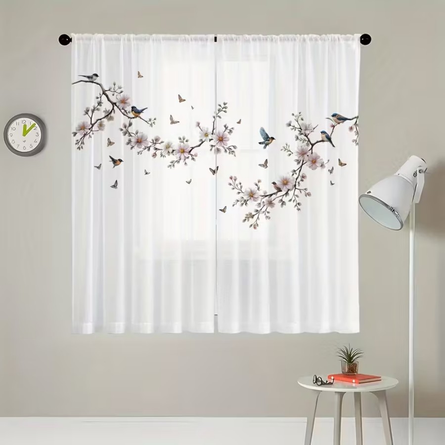 2 Cortinas Transparentes con E - Flower Wall Panel reseña y precio