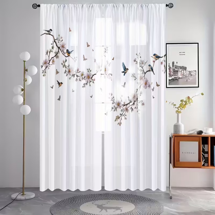 2 Cortinas Transparentes con E - Flower Wall Panel reseña y precio