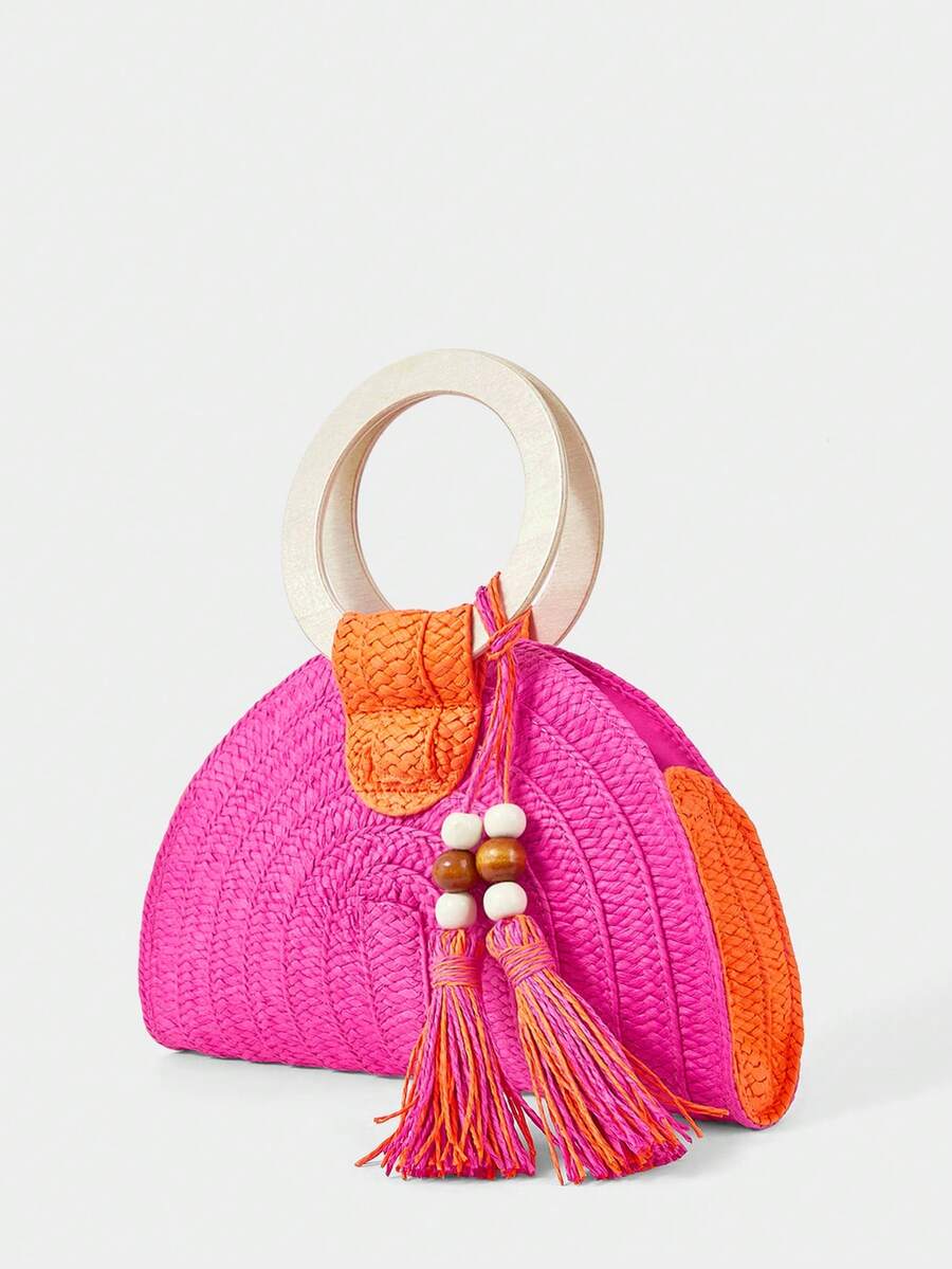 Bolso de mano de mujer, redond - Paper Straw Color reseña y precio