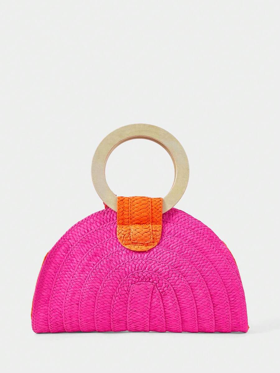 Bolso de mano de mujer, redond - Paper Straw Color reseña y precio