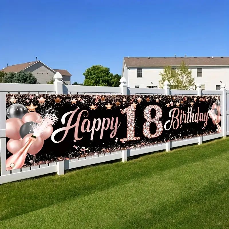 Banner de Cumpleaños Número 18 - Party Banner Gold reseña y precio