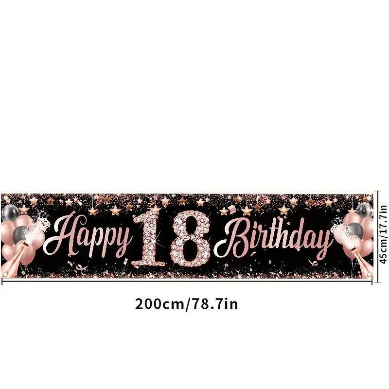 Banner de Cumpleaños Número 18 - Party Banner Gold reseña y precio