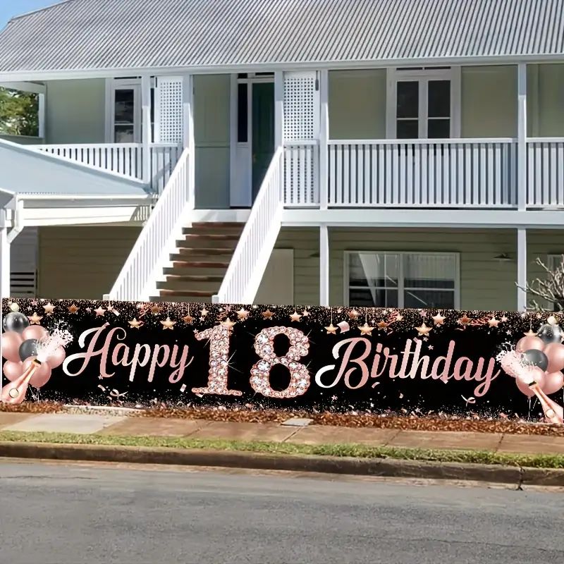 Banner de Cumpleaños Número 18 - Party Banner Gold reseña y precio