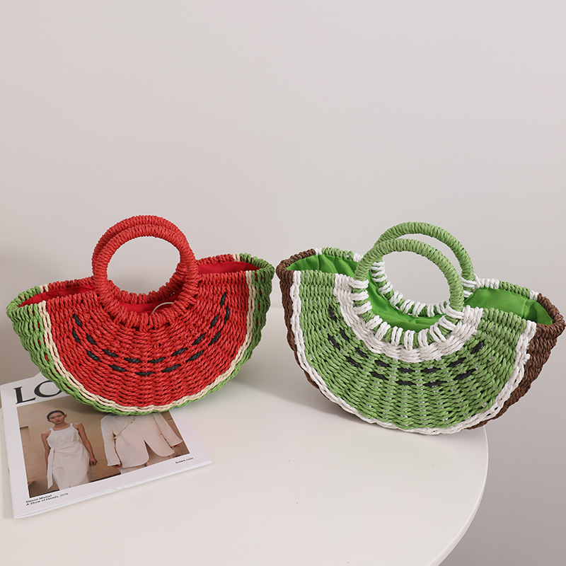 Lindo bolso de paja de sandía, - Paper Straw Color reseña y precio