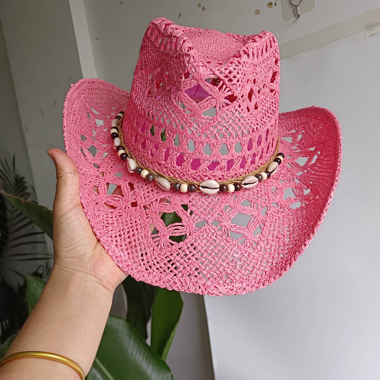 Sombrero vaquero rosa de paja, - Paper Straw Color reseña y precio